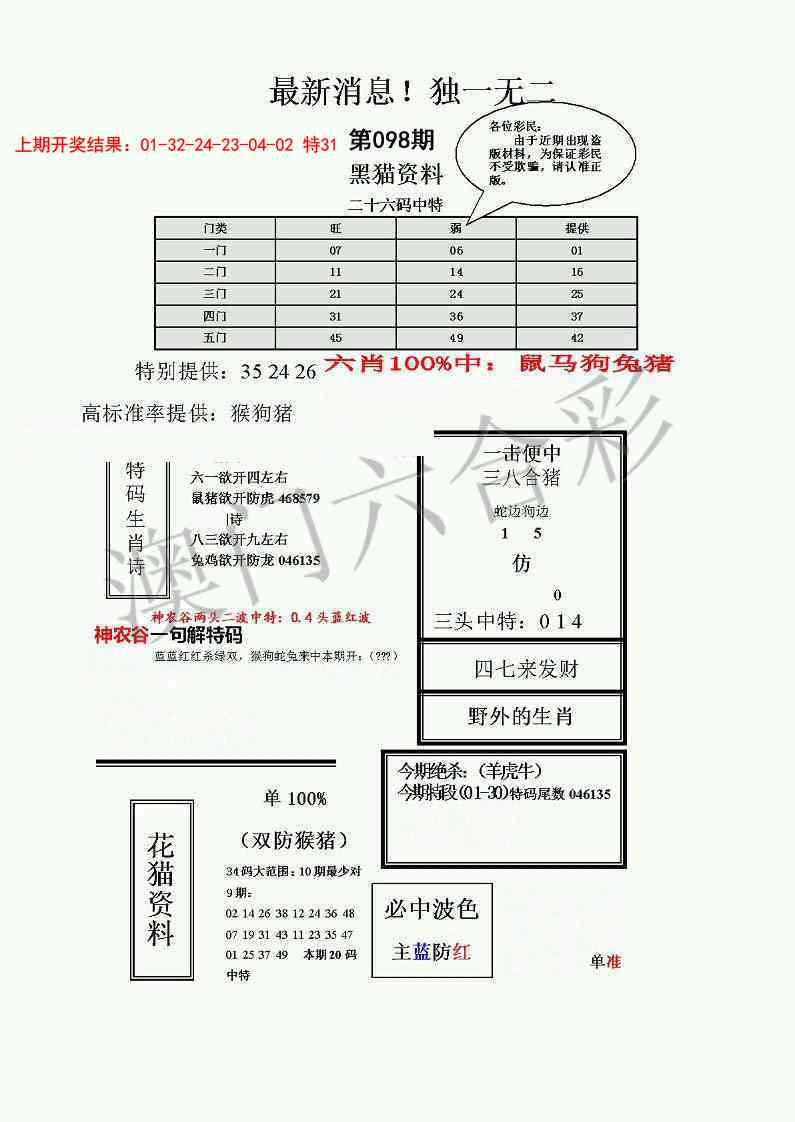 098期独一无二(正)[图]