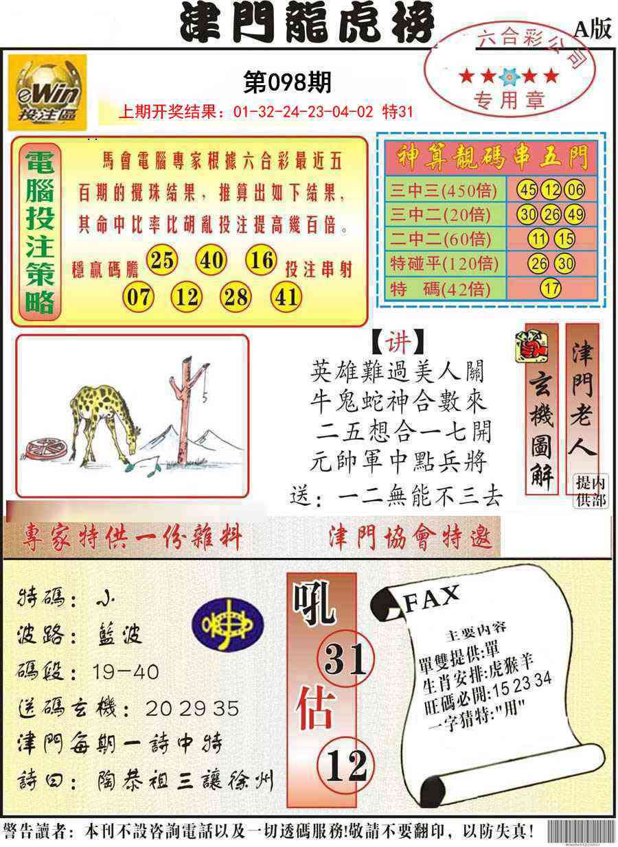 098期津门龙虎榜A[图]