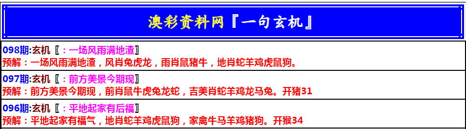 098期澳门一句玄机[图]