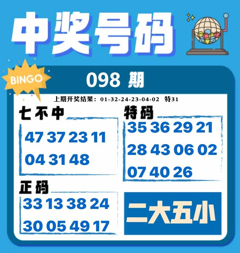098期中奖号码[图]