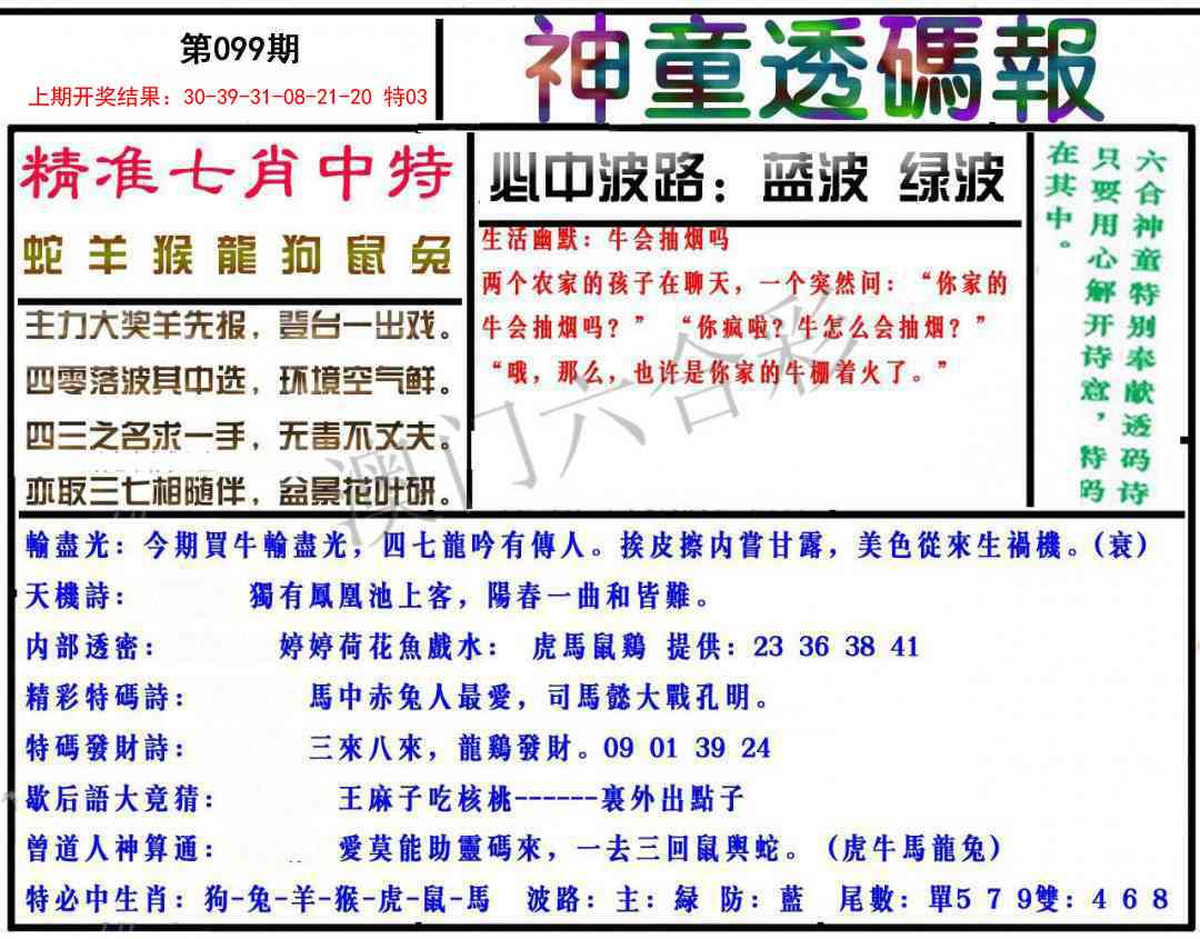099期神童透码报[图]