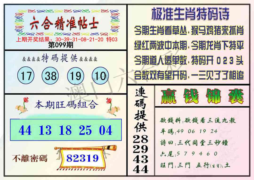 099期精准贴士[图]