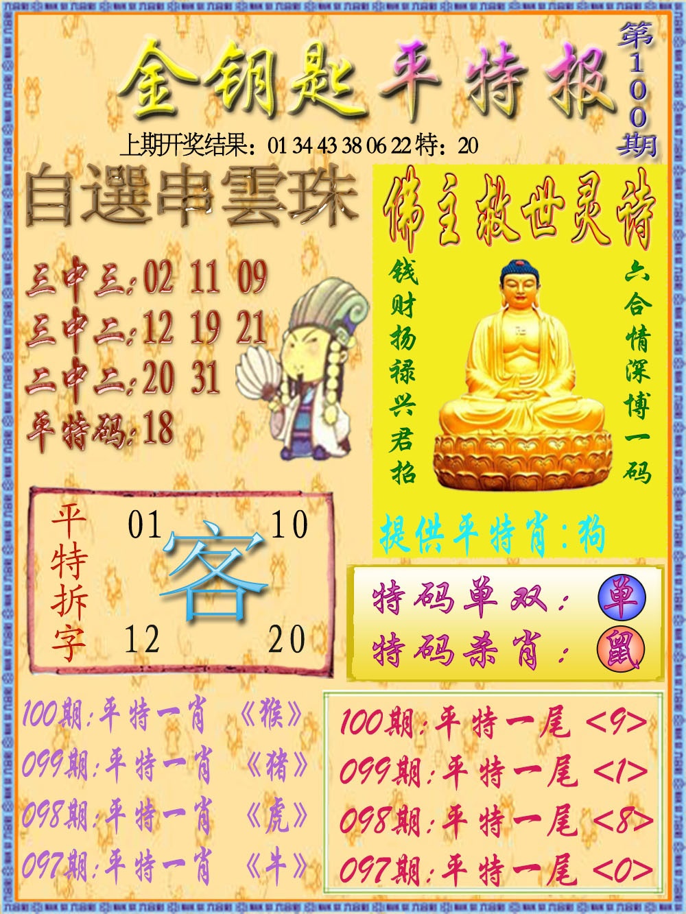 100期金钥匙平特报[图]