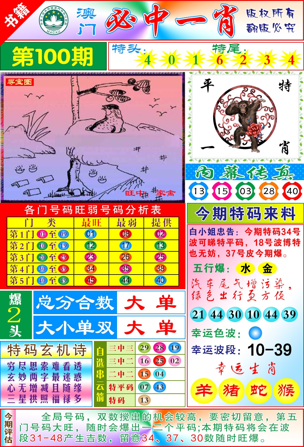 100期澳门玄机一特[图]
