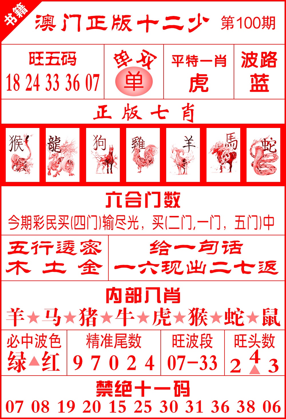 100期澳门十二少[图]