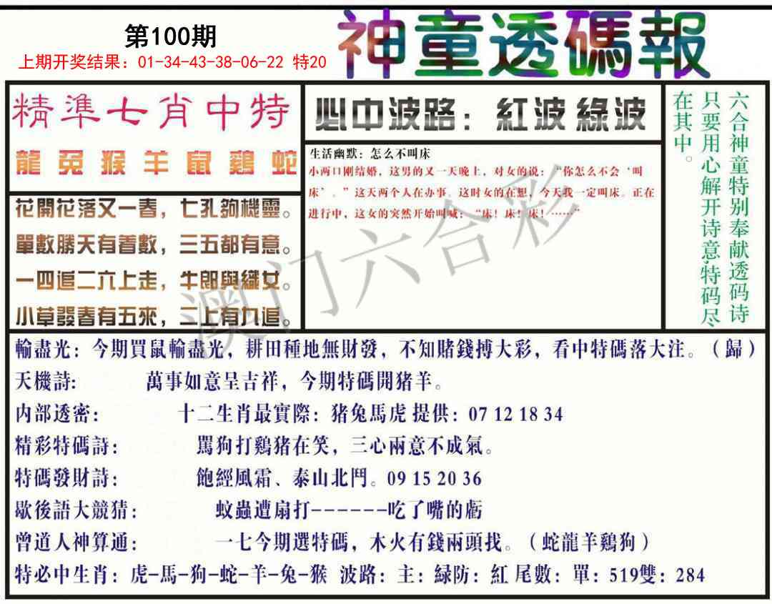100期神童透码报[图]