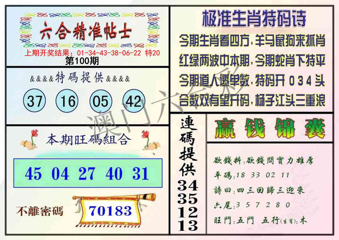 100期精准贴士[图]