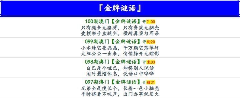 100期金牌谜语[图]
