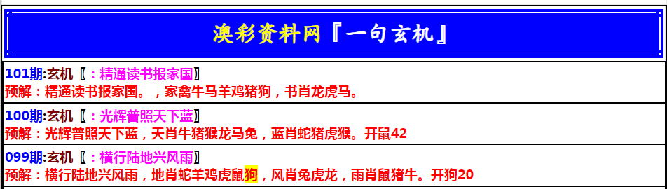 101期澳门一句玄机[图]