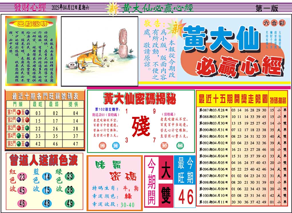 102期黄大仙必赢心经A[图]