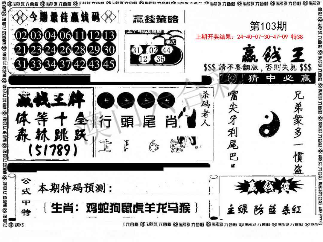 103期赢钱料[图]