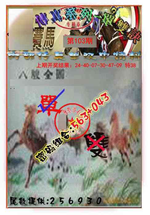 103期马会传真-单双诀[图]