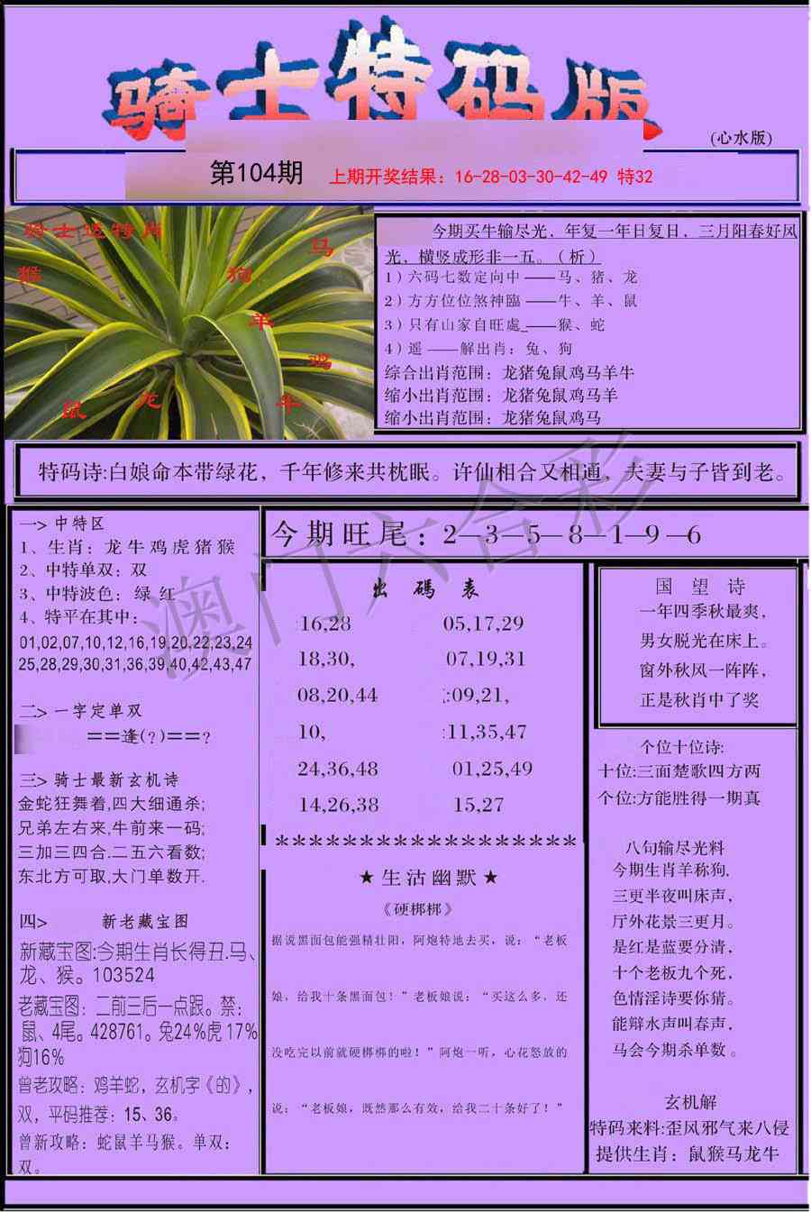 104期骑士特码版[图]