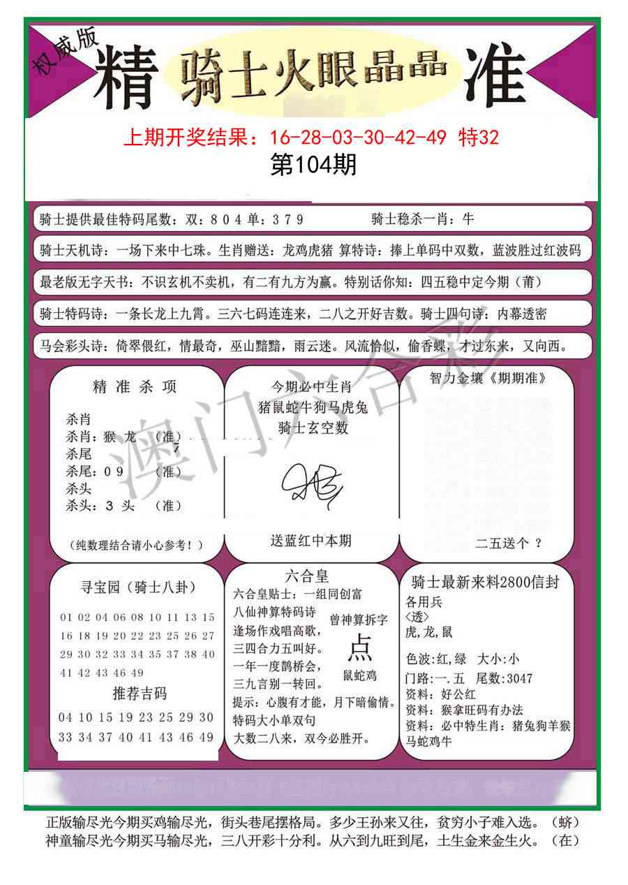 104期骑士火眼晶晶（正）[图]