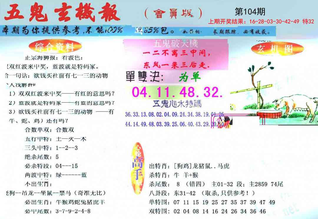 104期新五鬼玄机[图]