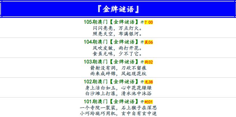 105期金牌谜语[图]