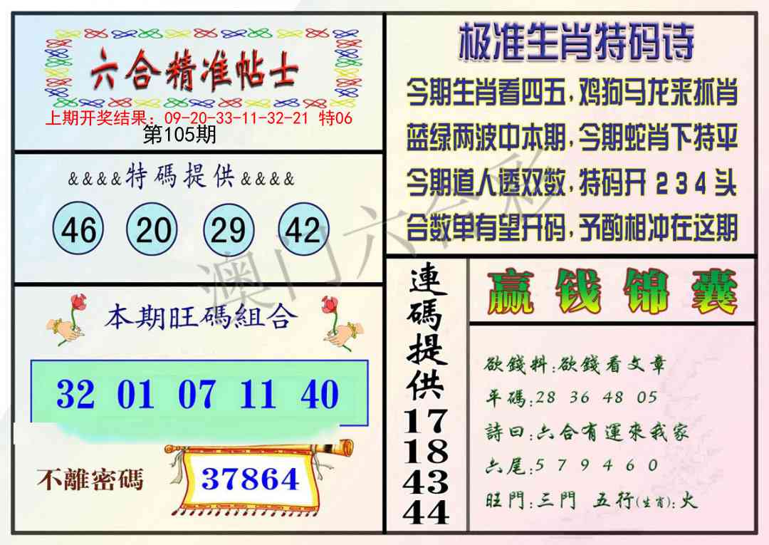 105期精准贴士[图]