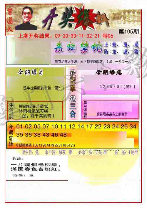 105期开奖爆料(新图推荐)[图]