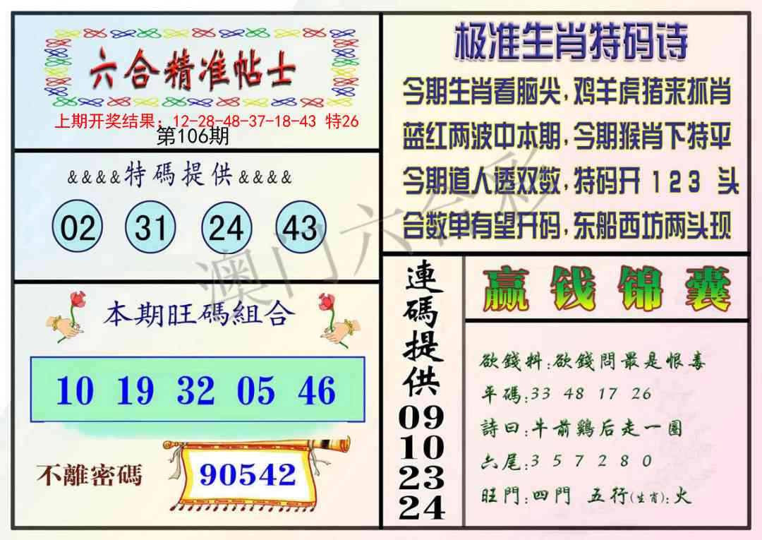 106期精准贴士[图]