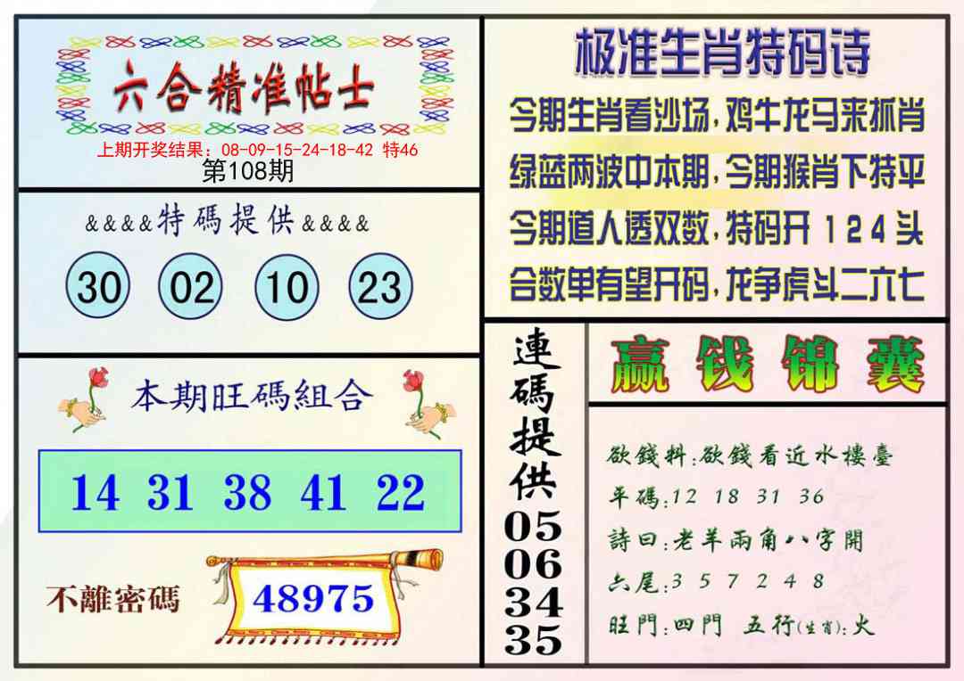 108期精准贴士[图]