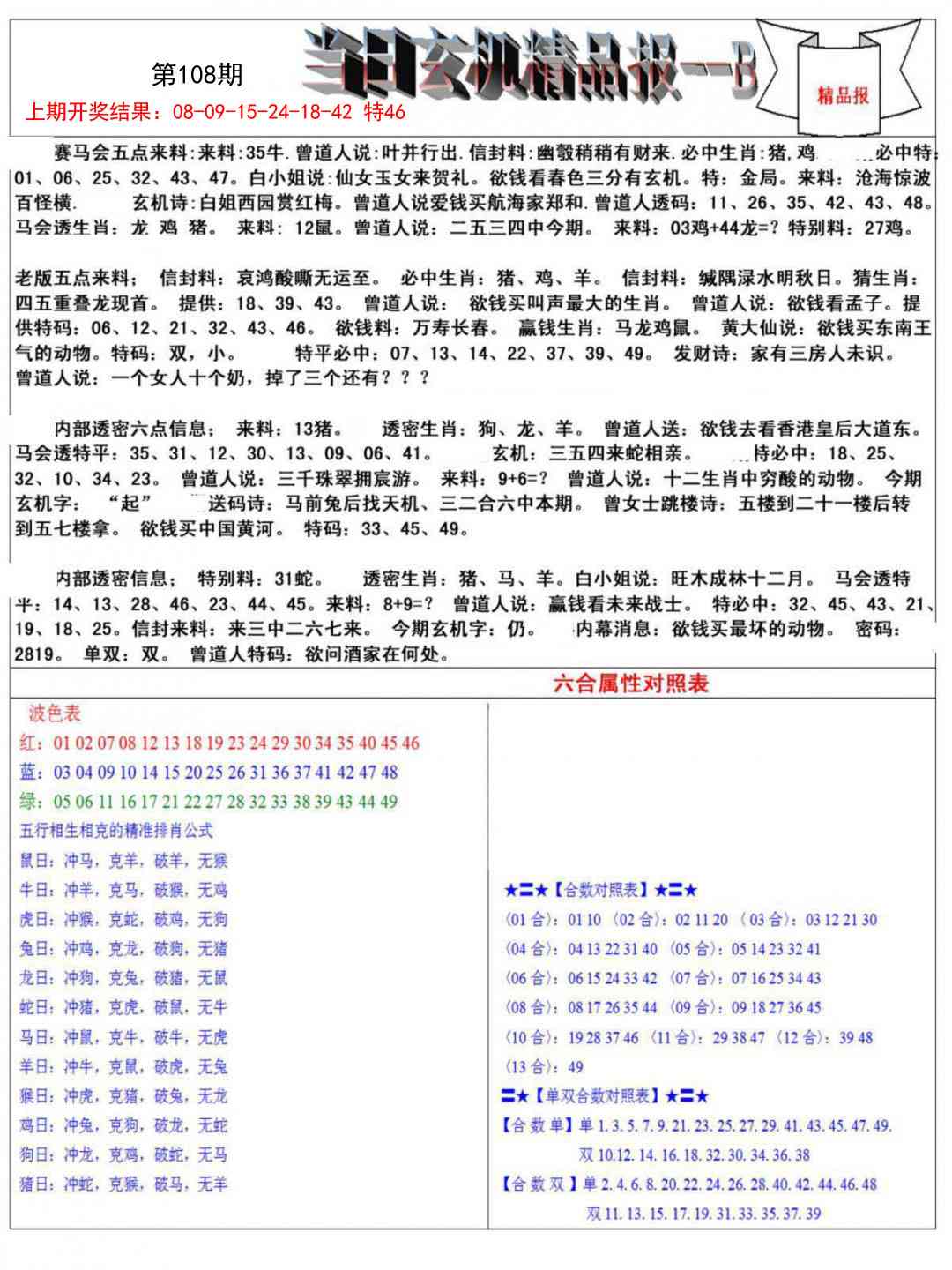 108期当日玄机精品报B[图]