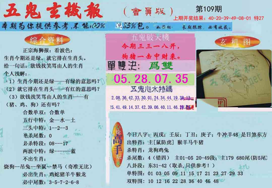 109期新五鬼玄机[图]
