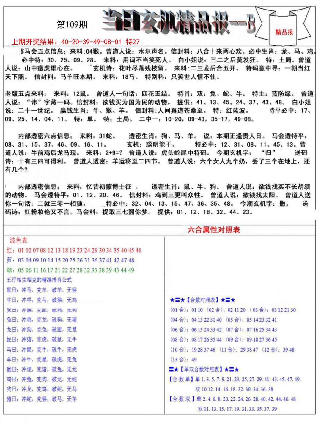 109期当日玄机精品报B[图]