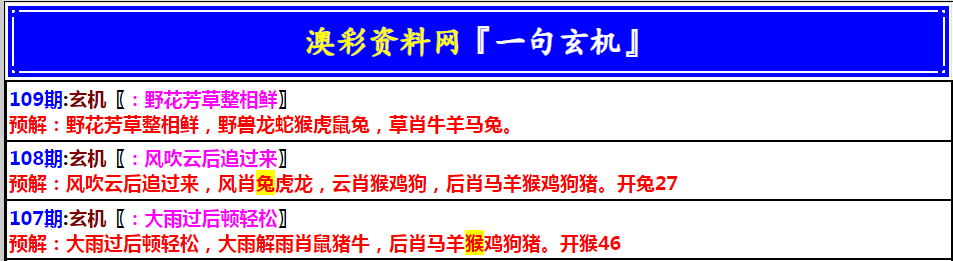 109期澳门一句玄机[图]