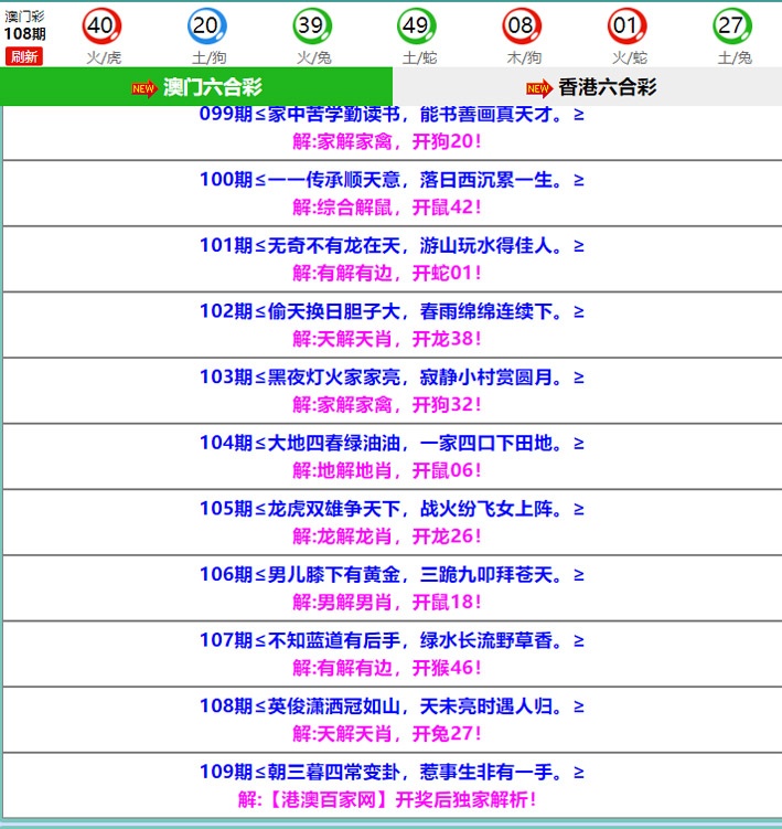 109期百家网玄机[图]