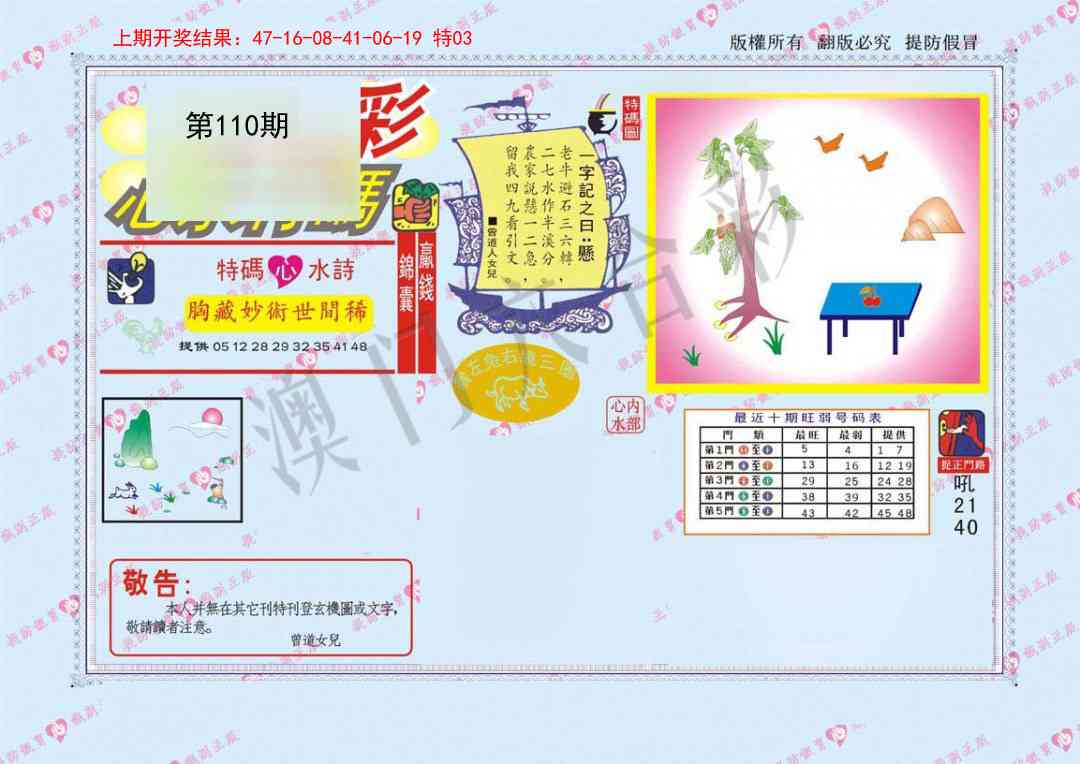 110期心水特码[图]