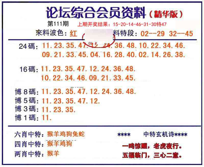 111期综合会员资料[图]