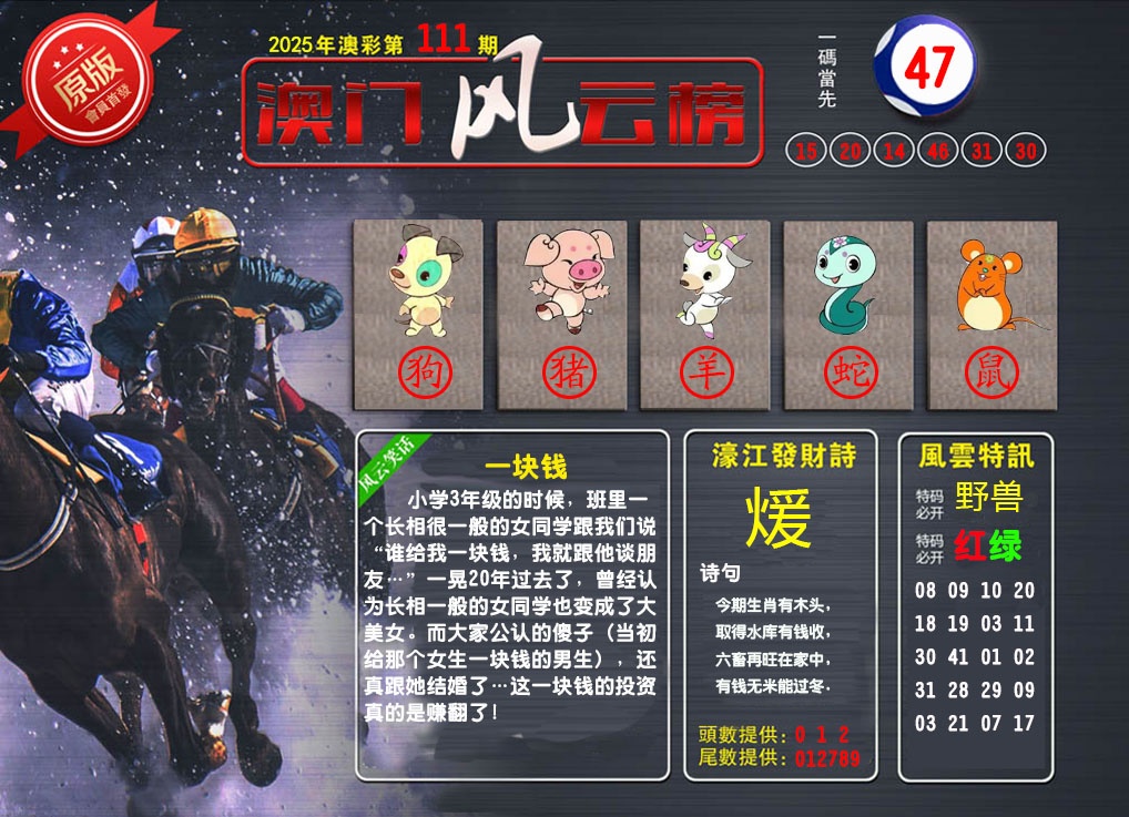 111期澳门风云榜[图]