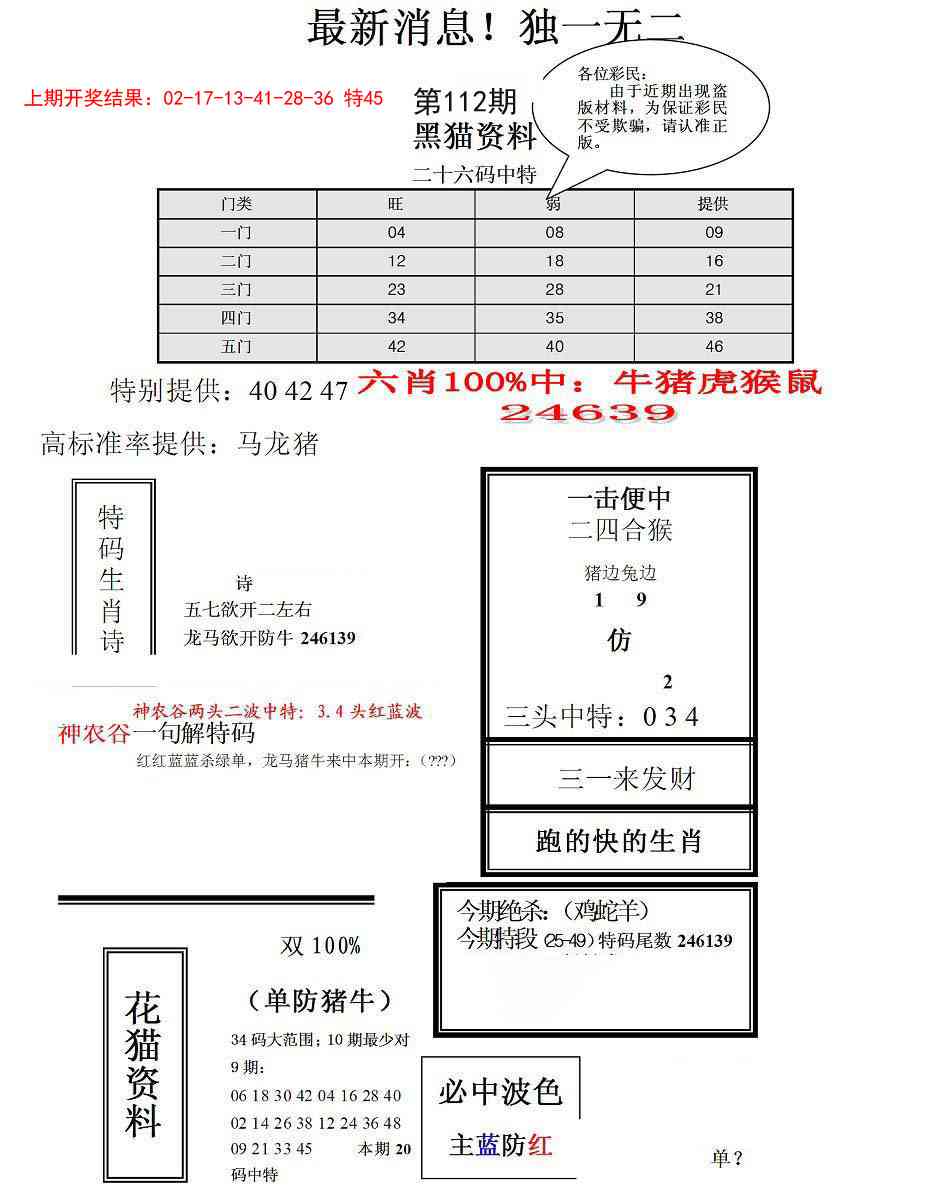 112期独一无二(正)[图]