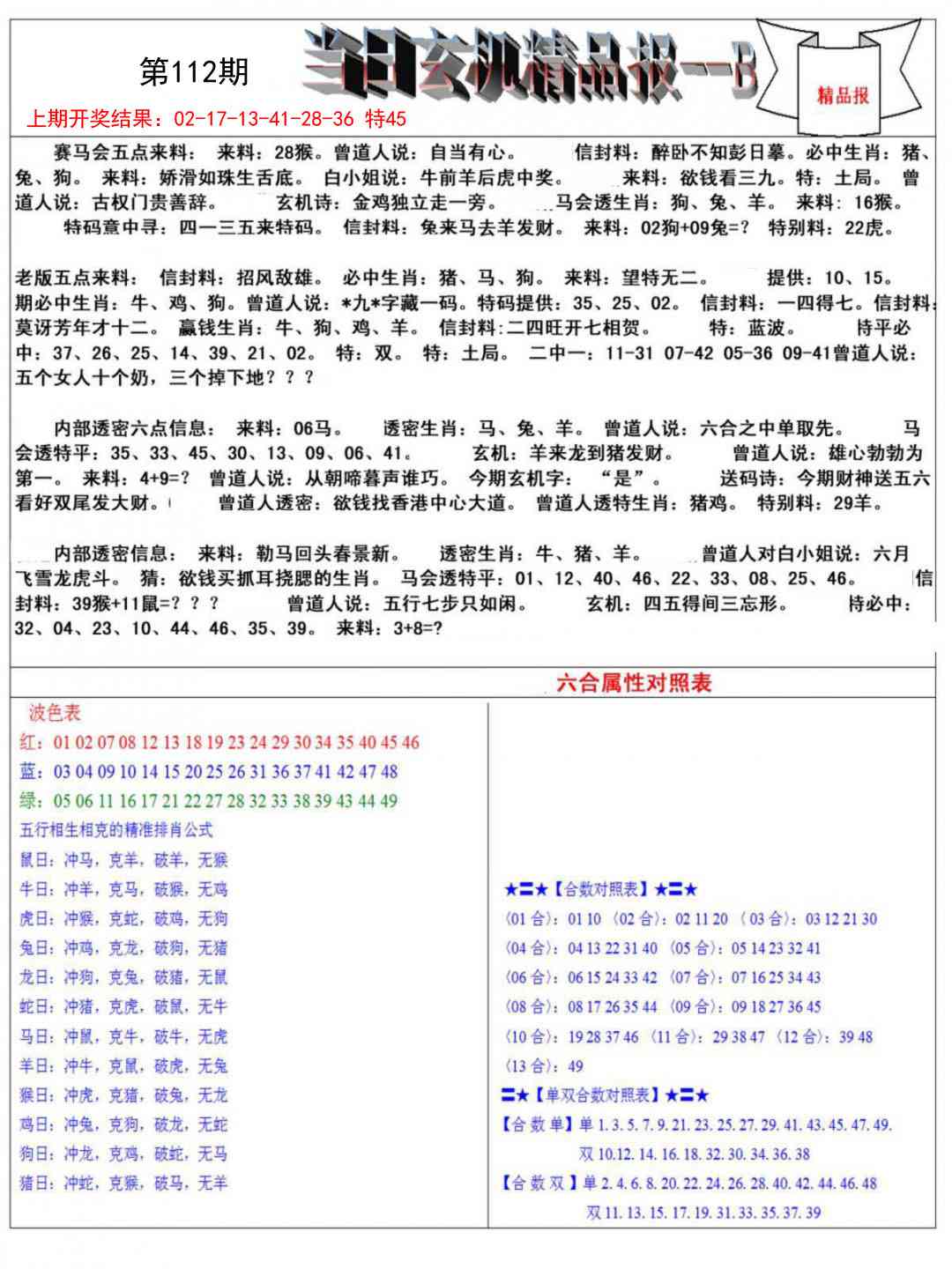 112期当日玄机精品报B[图]