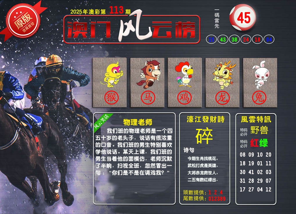 113期澳门风云榜[图]