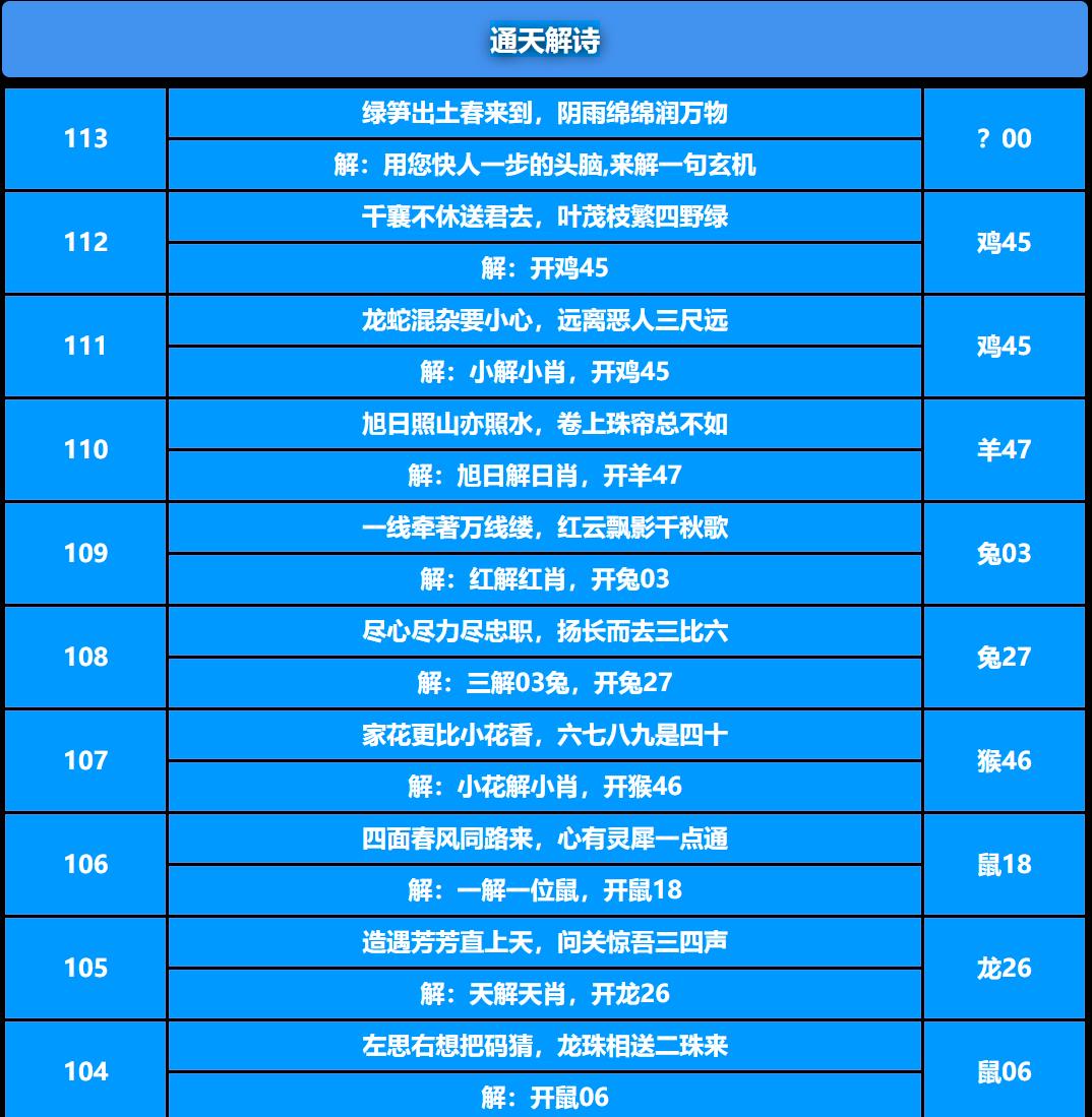 113期通天解诗[图]