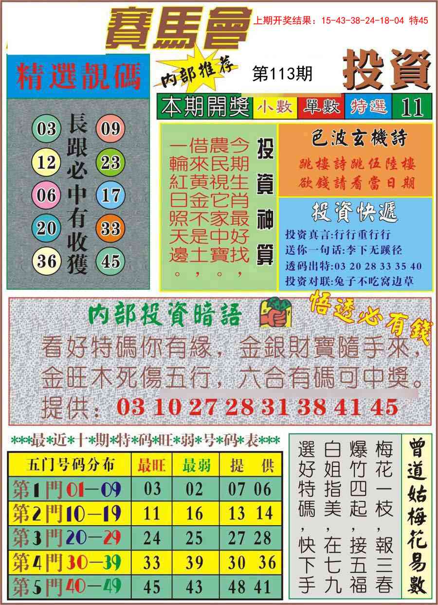 113期马会投资[图]