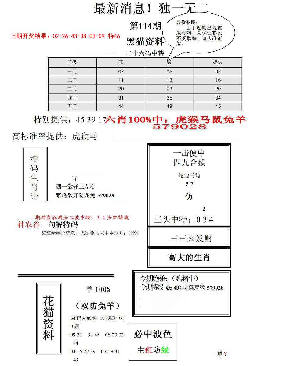 114期独一无二(正)[图]
