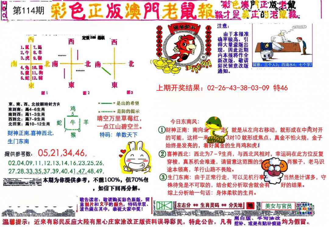 114期彩色正版澳门老鼠报[图]