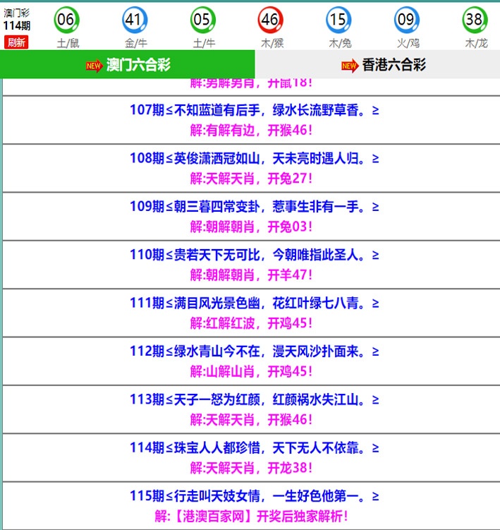 115期百家网玄机[图]
