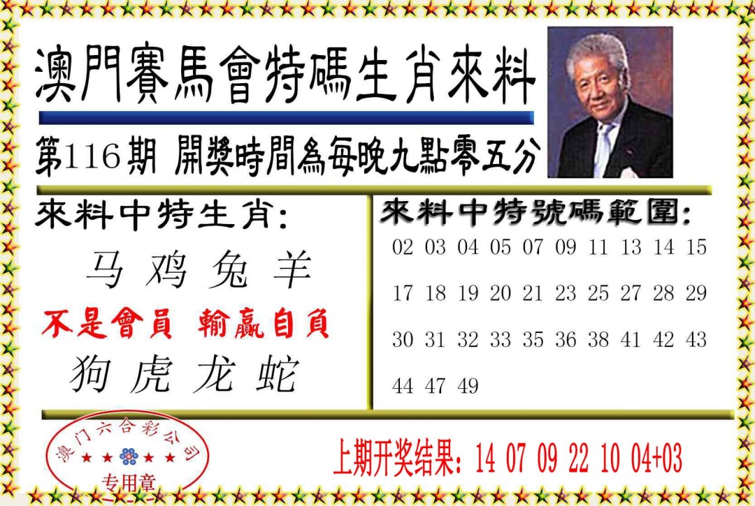 116期特码生肖来料[图]