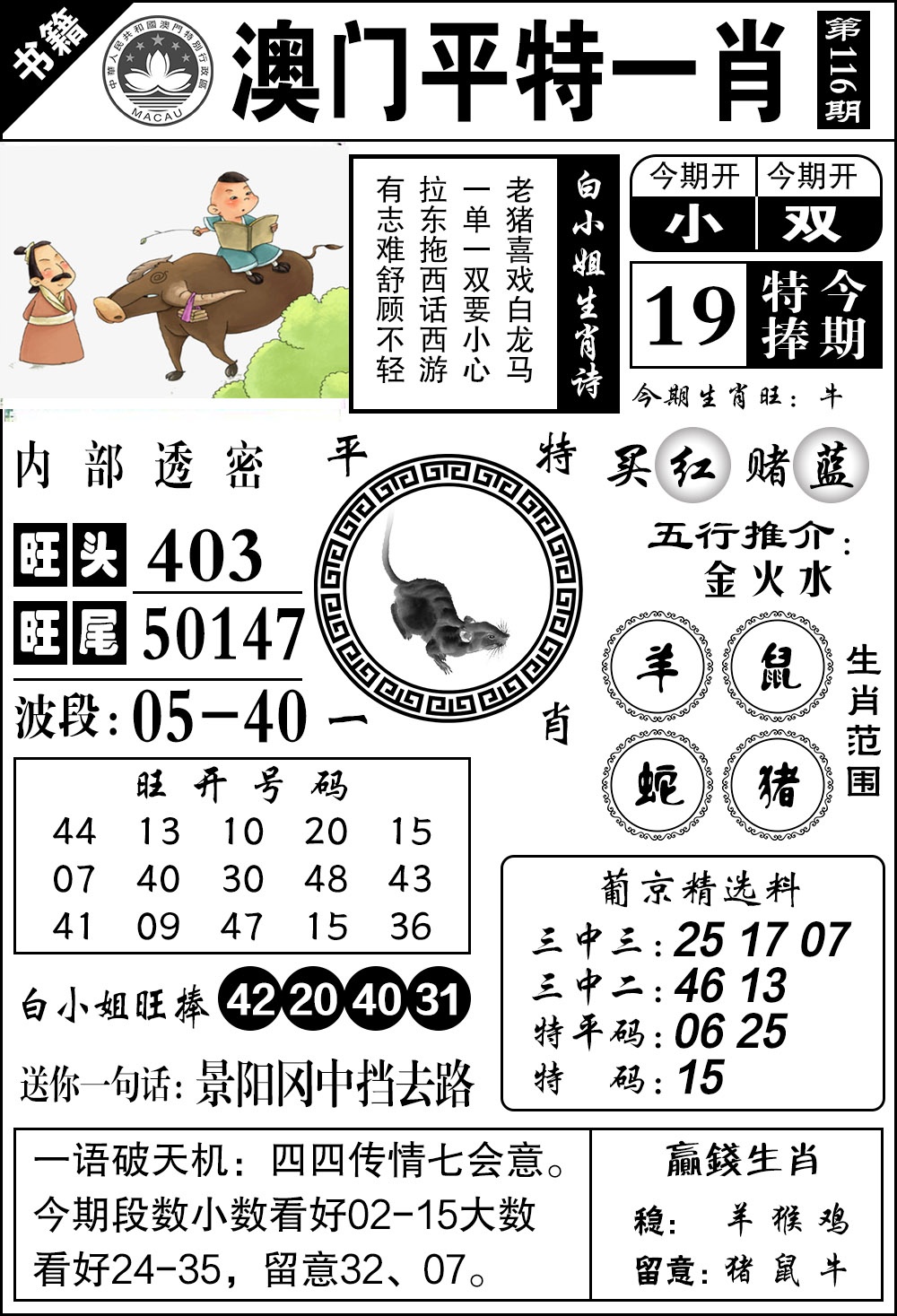 116期澳门内部透密[图]