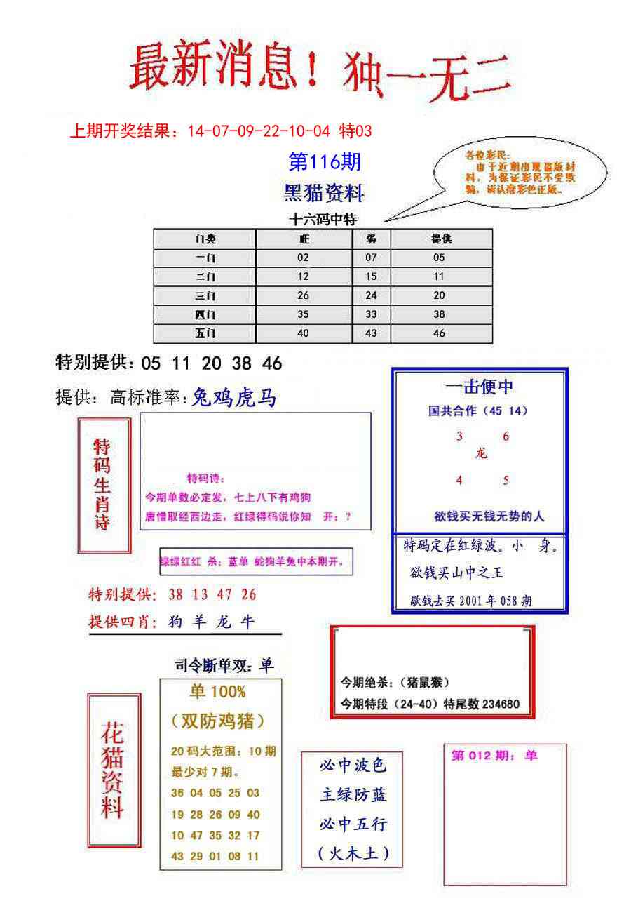 116期独一无二[图]