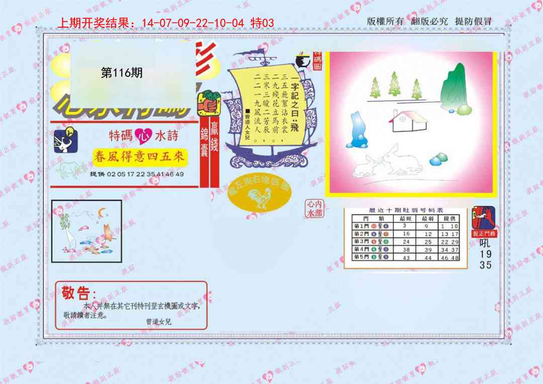 116期心水特码[图]