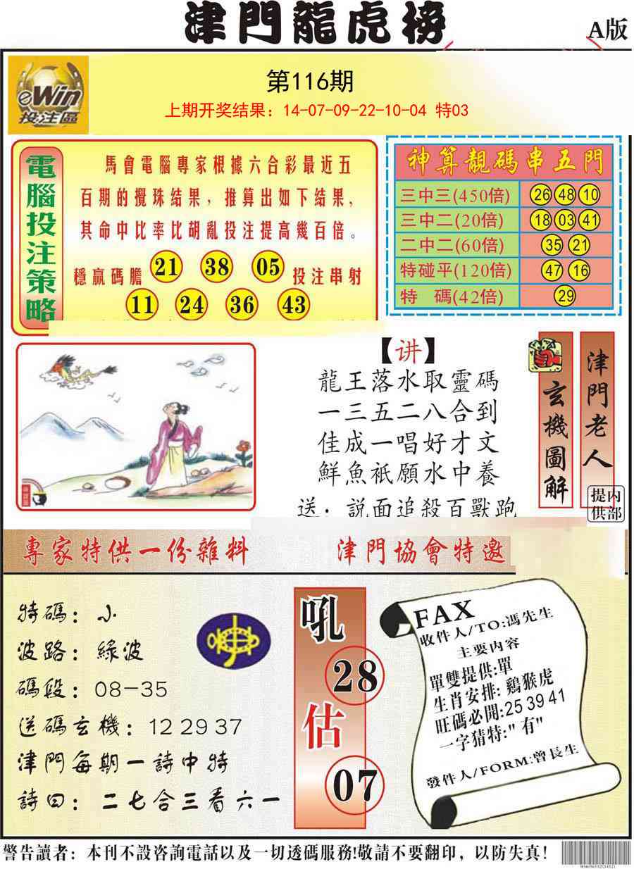 116期津门龙虎榜A[图]