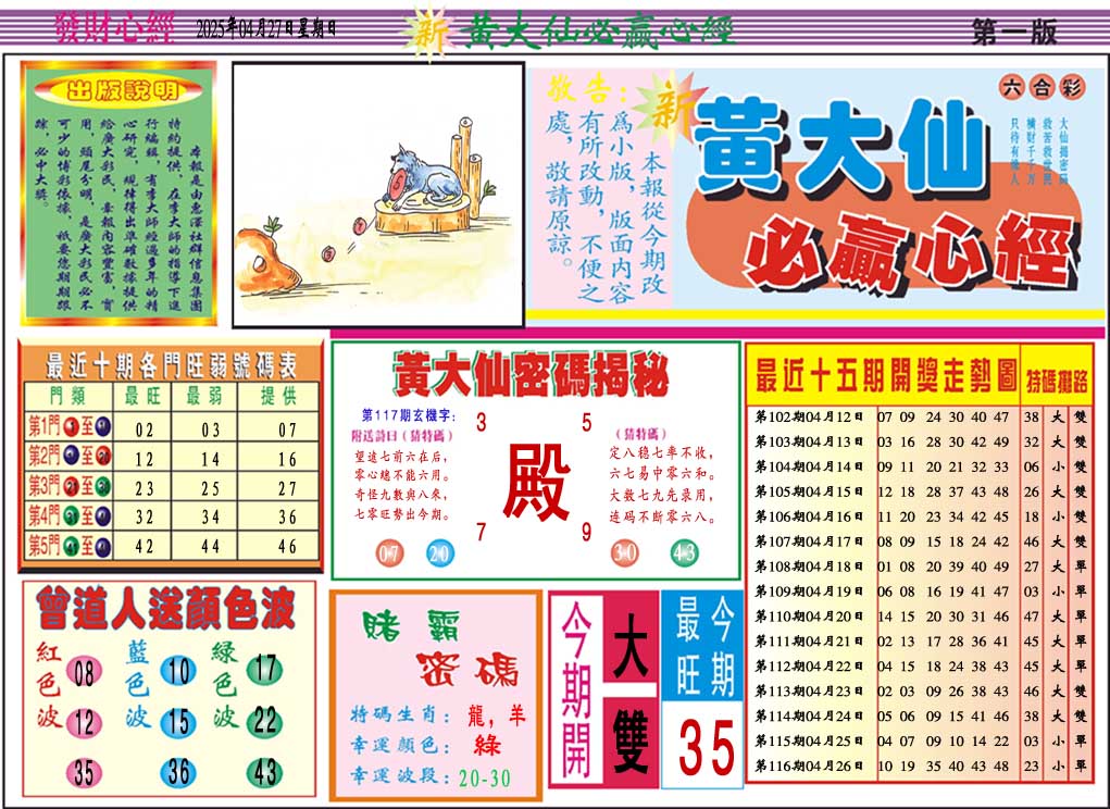 117期黄大仙必赢心经A[图]