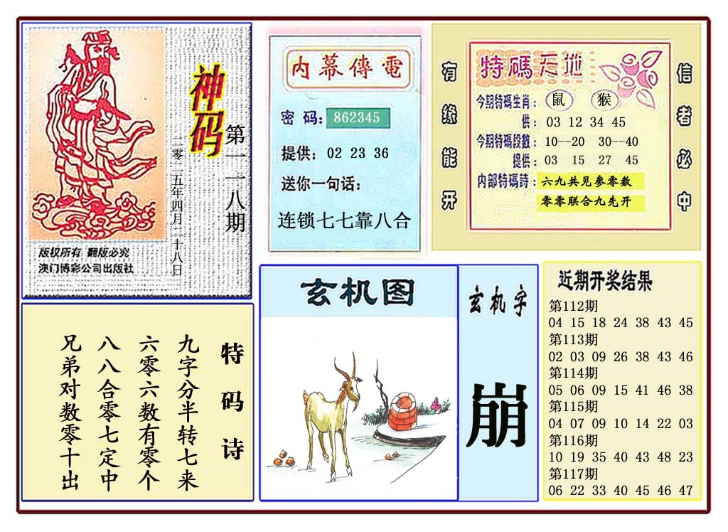 118期黄大仙神码[图]