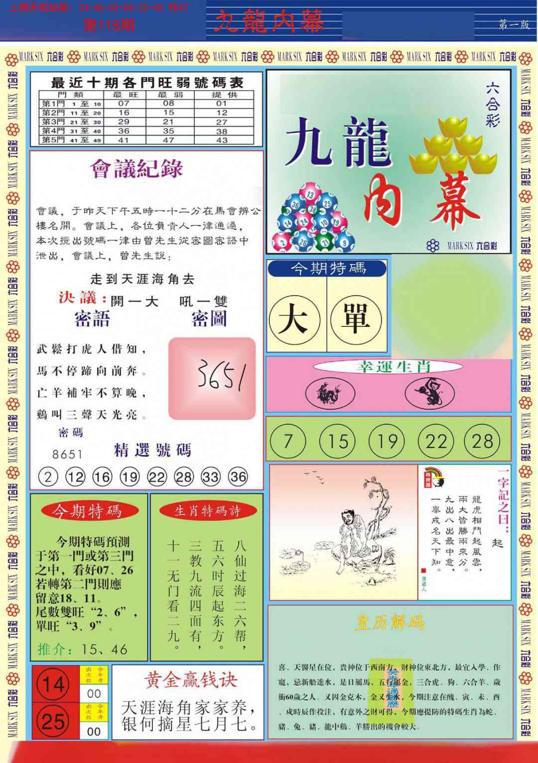 118期九龙内幕A[图]