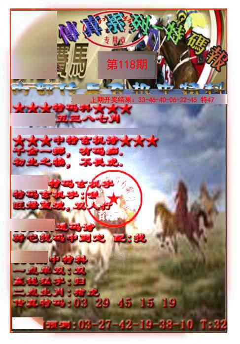 118期马会传真-特码报[图]