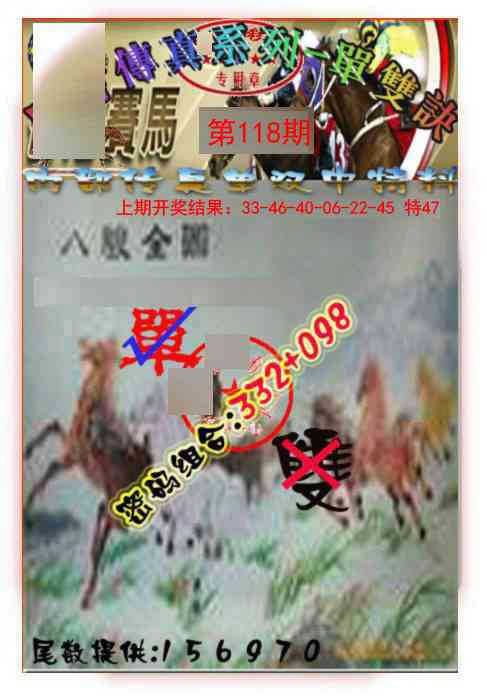 118期马会传真-单双诀[图]